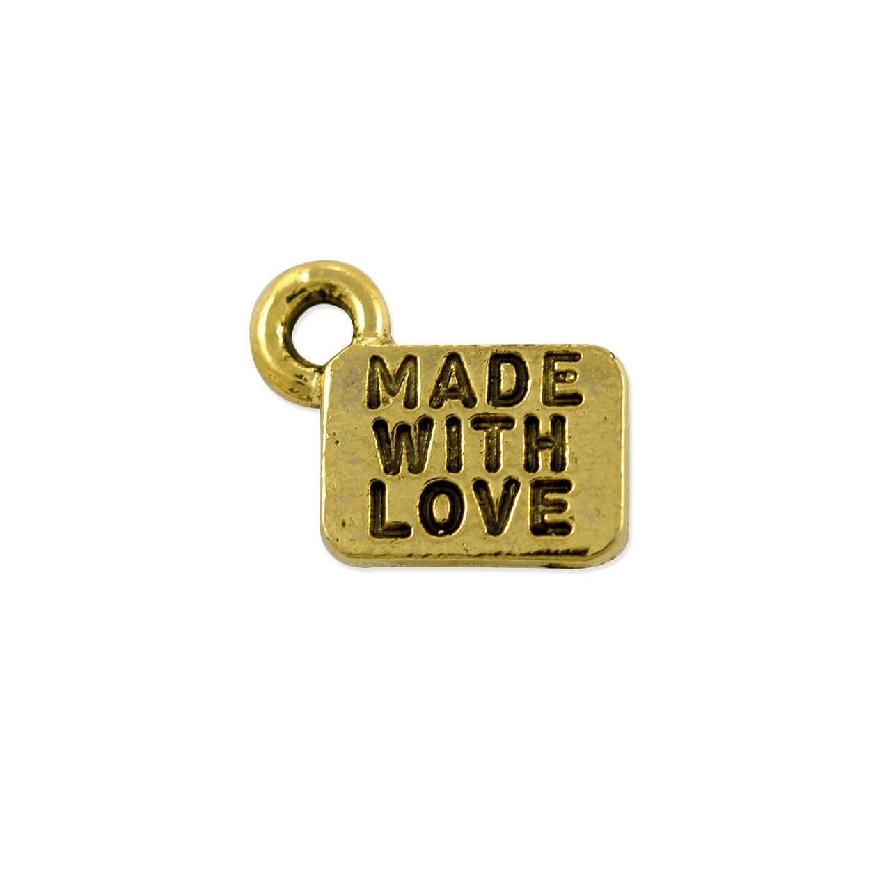 Charm for Jewelry Making - Made with Love 6x9mm Pewter Antique Gold Plated (Package of 2)